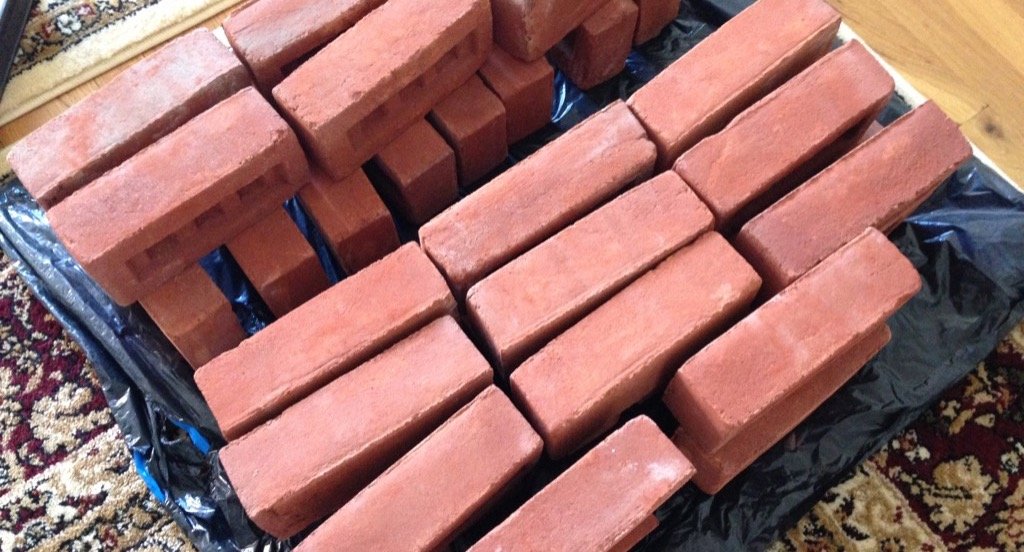 An aerial shot of a pile of bricks